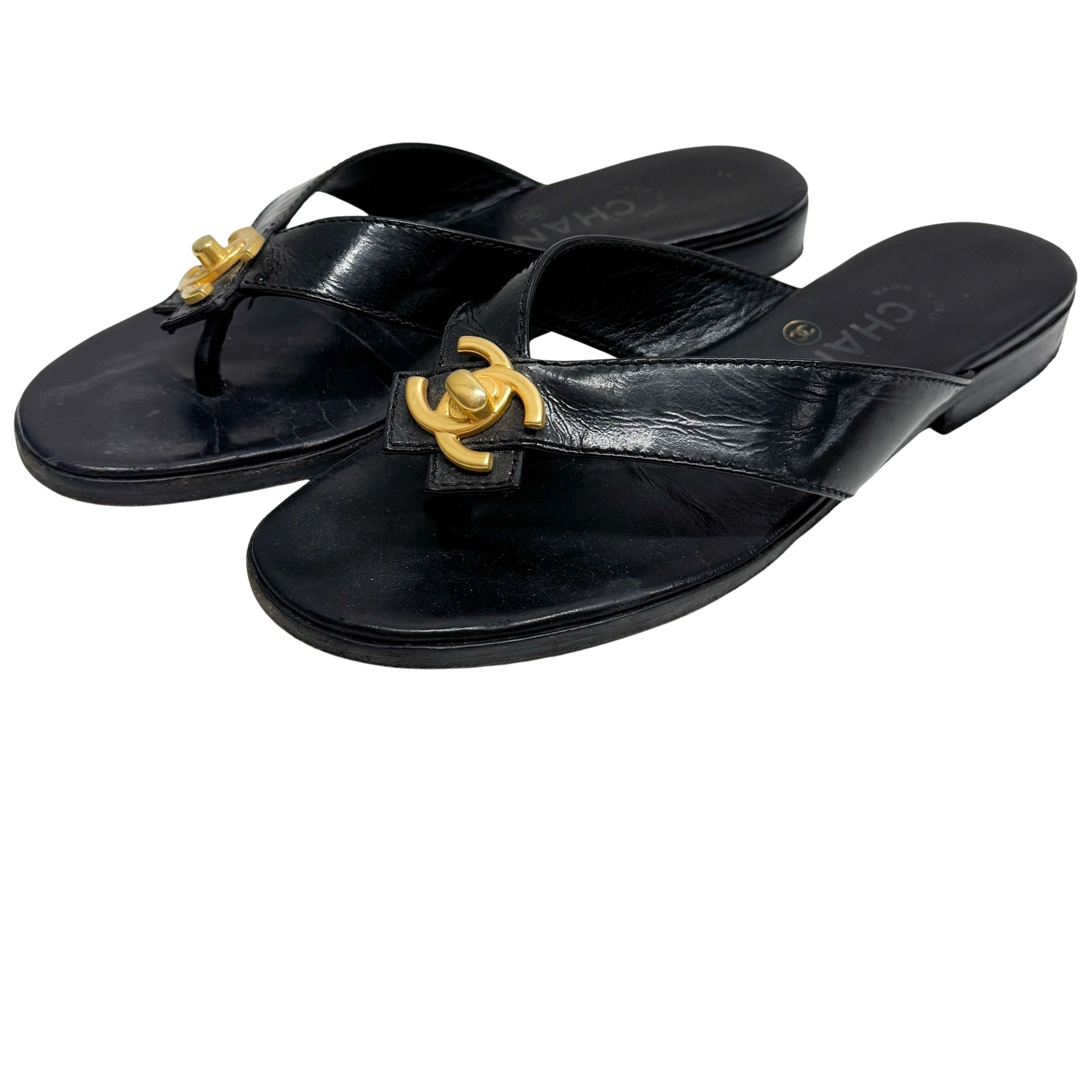 Size 36 Black Leather Sandals