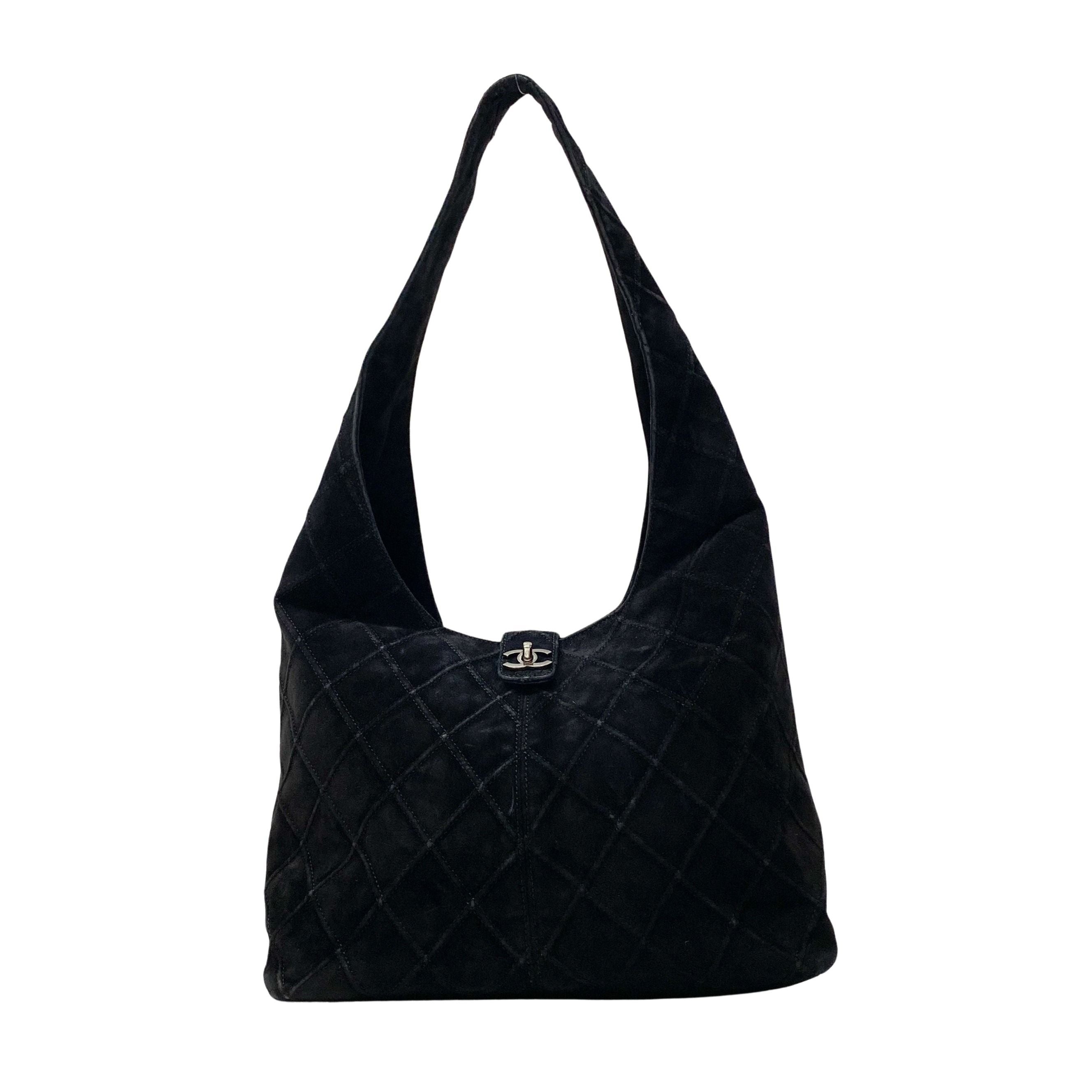 Metalesse Black Suede Hobo Shoulder Bag