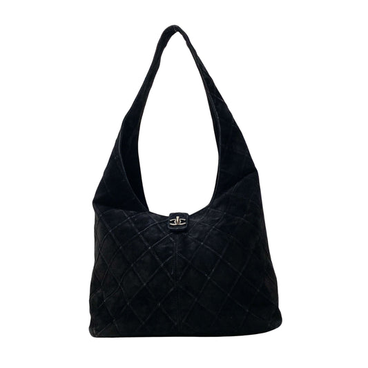Metalesse Black Suede Hobo Shoulder Bag