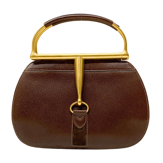 Horsebit Brown Leather Hand Bag