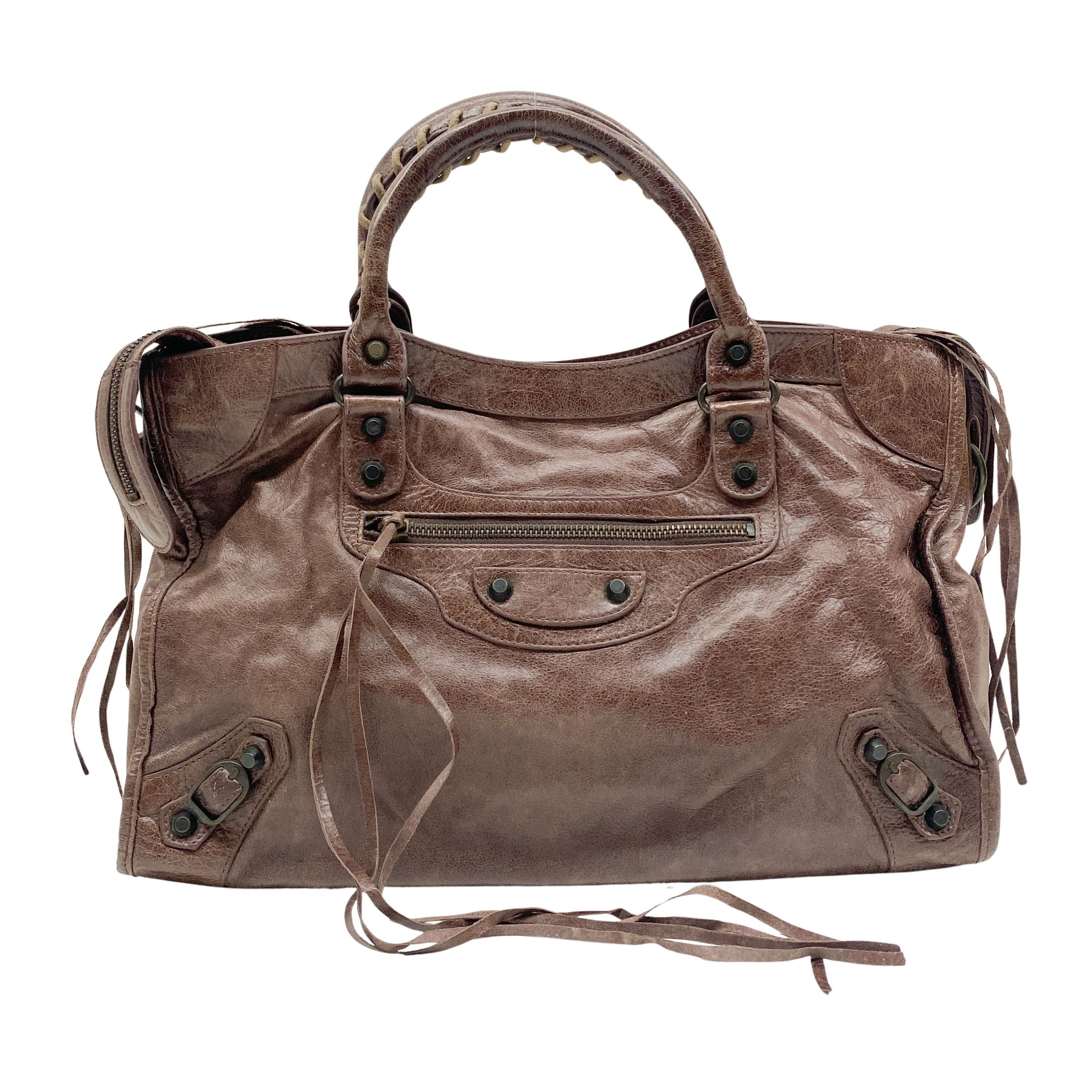 The City Brown Leather Hand Bag