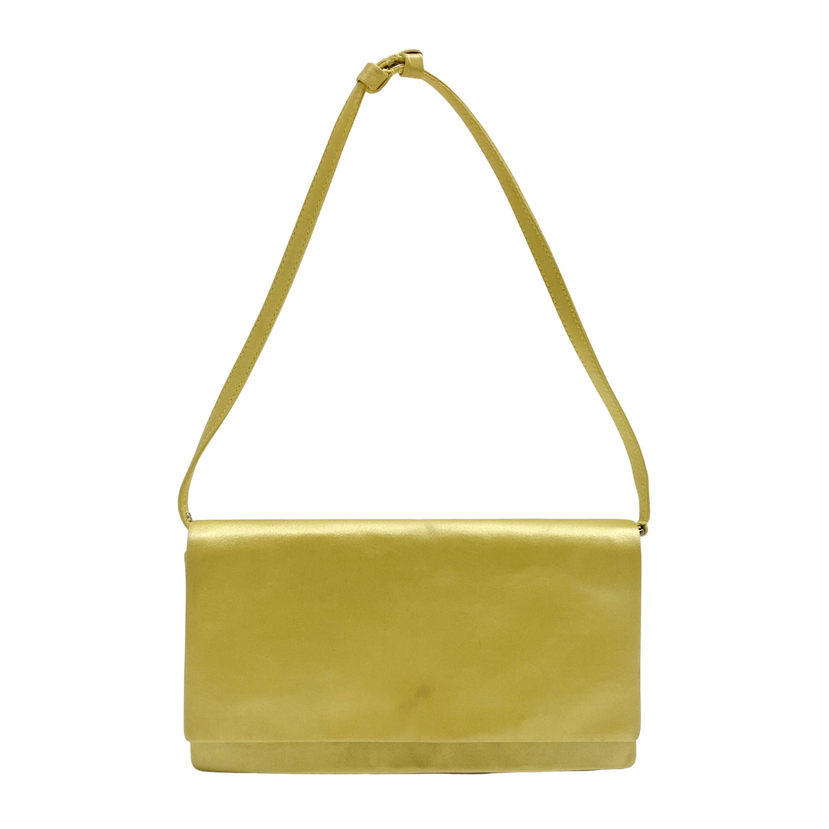 Vintage Yellow Satin Shoulder Bag