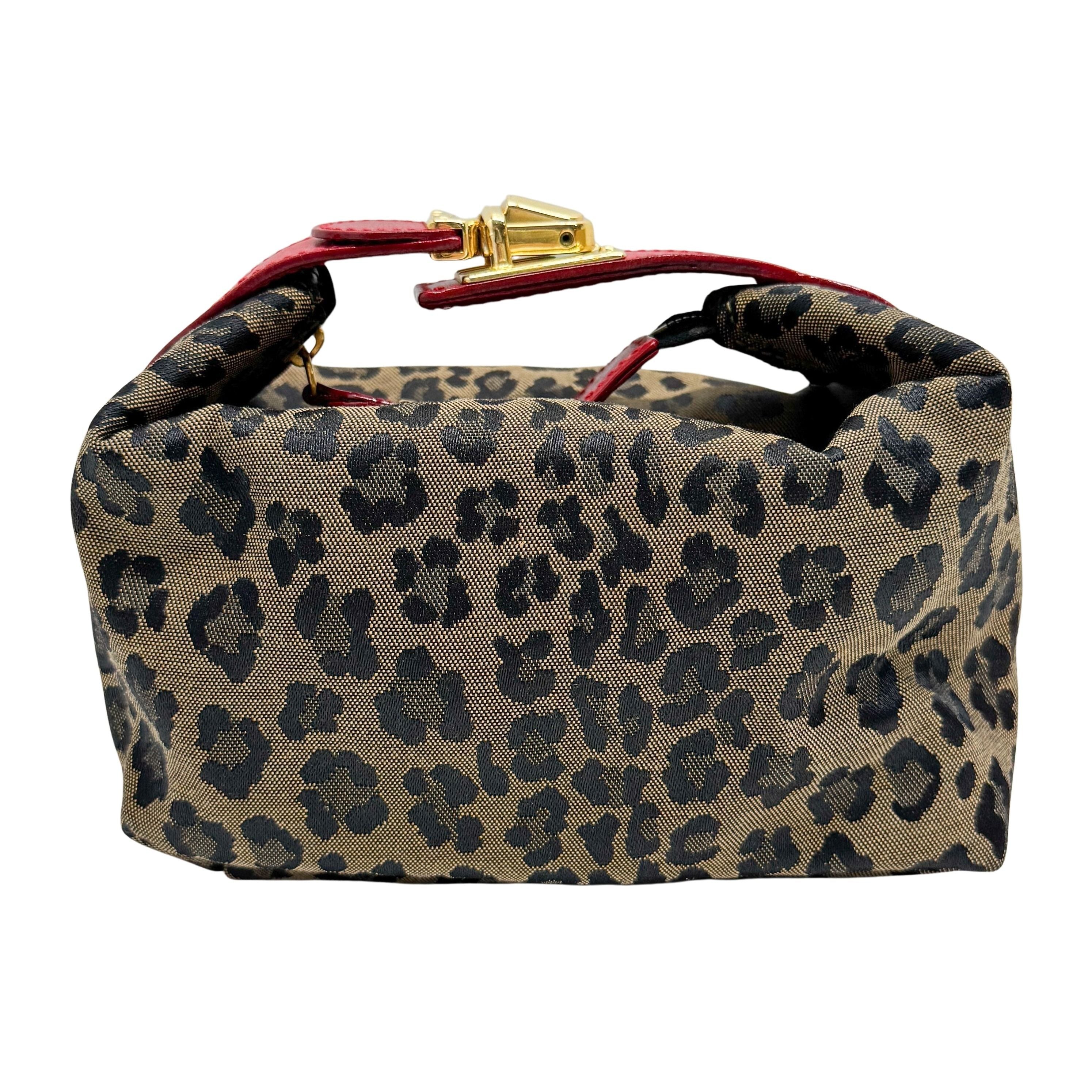 Brown Leopard Canvas Pouch