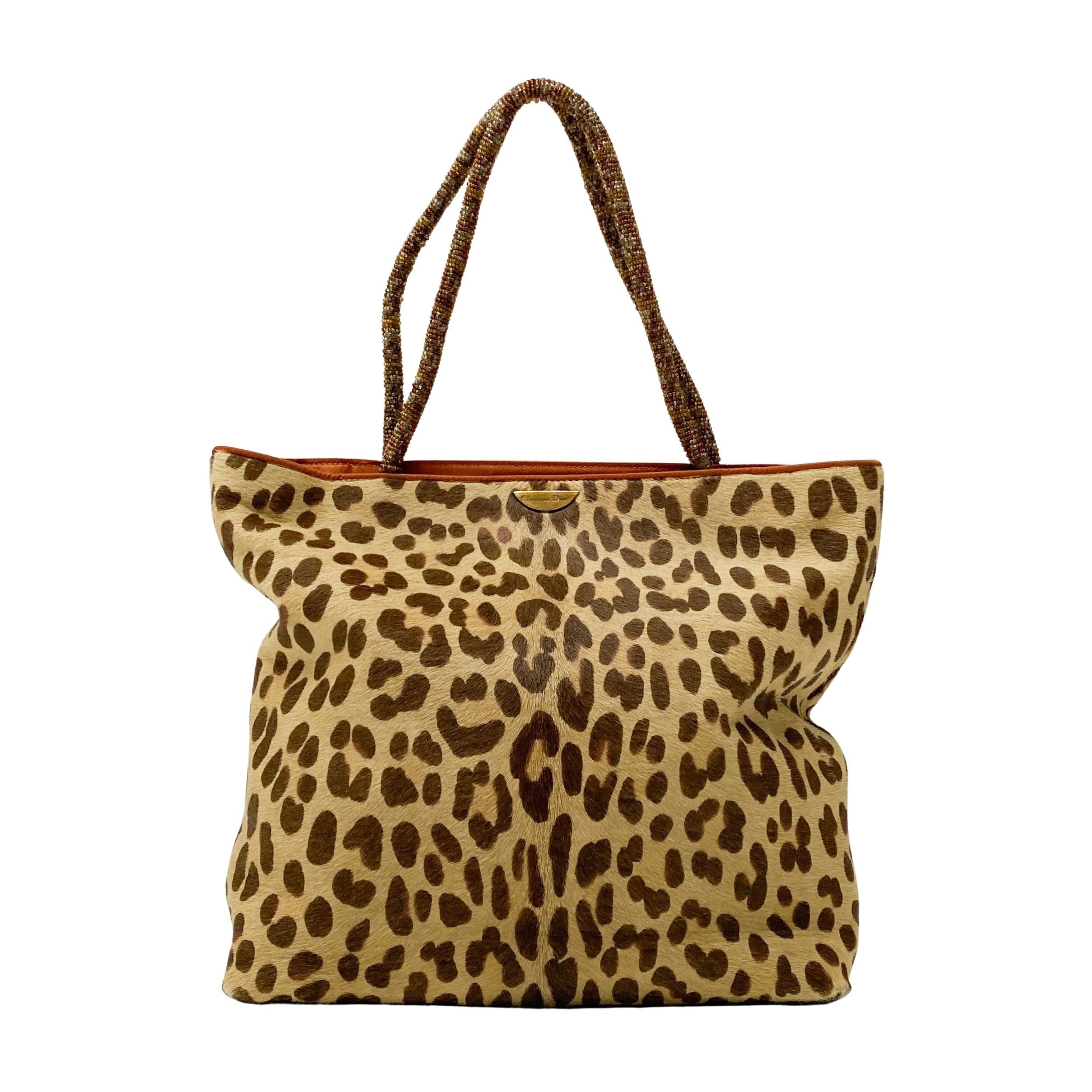 Vintage Brown Cheetah Print Pony Hair Two Way Bag