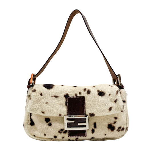 Baguette Brown Cow Print Pony Hair Shoulder Bag
