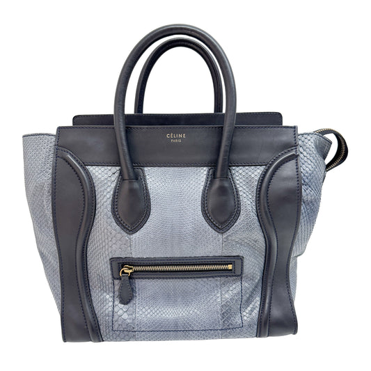 Luggage Micro Blue Python Embossed Leather Hand Bag