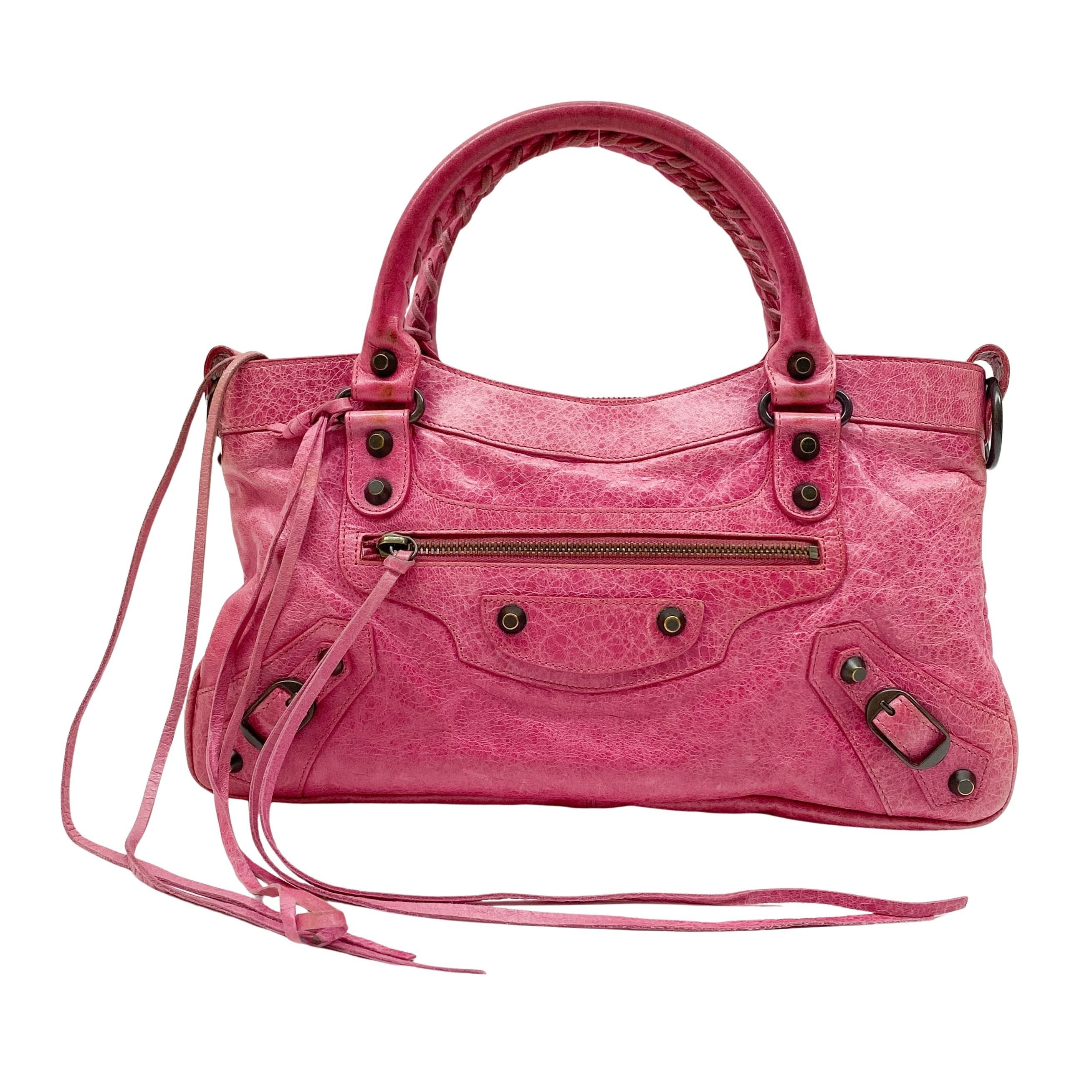 The First Pink Leather Hand Bag