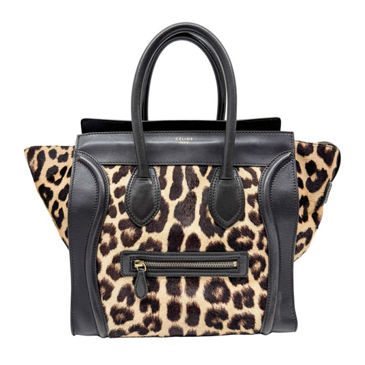 Luggage Micro Leopard Print Pony Hair Hand Bag