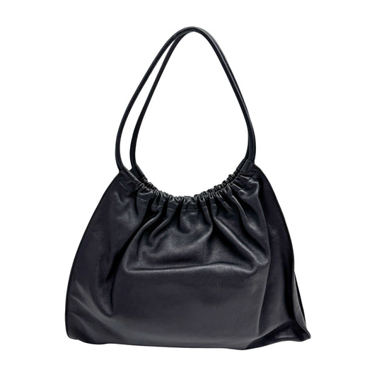 Black Leather Hobo Shoulder Bag