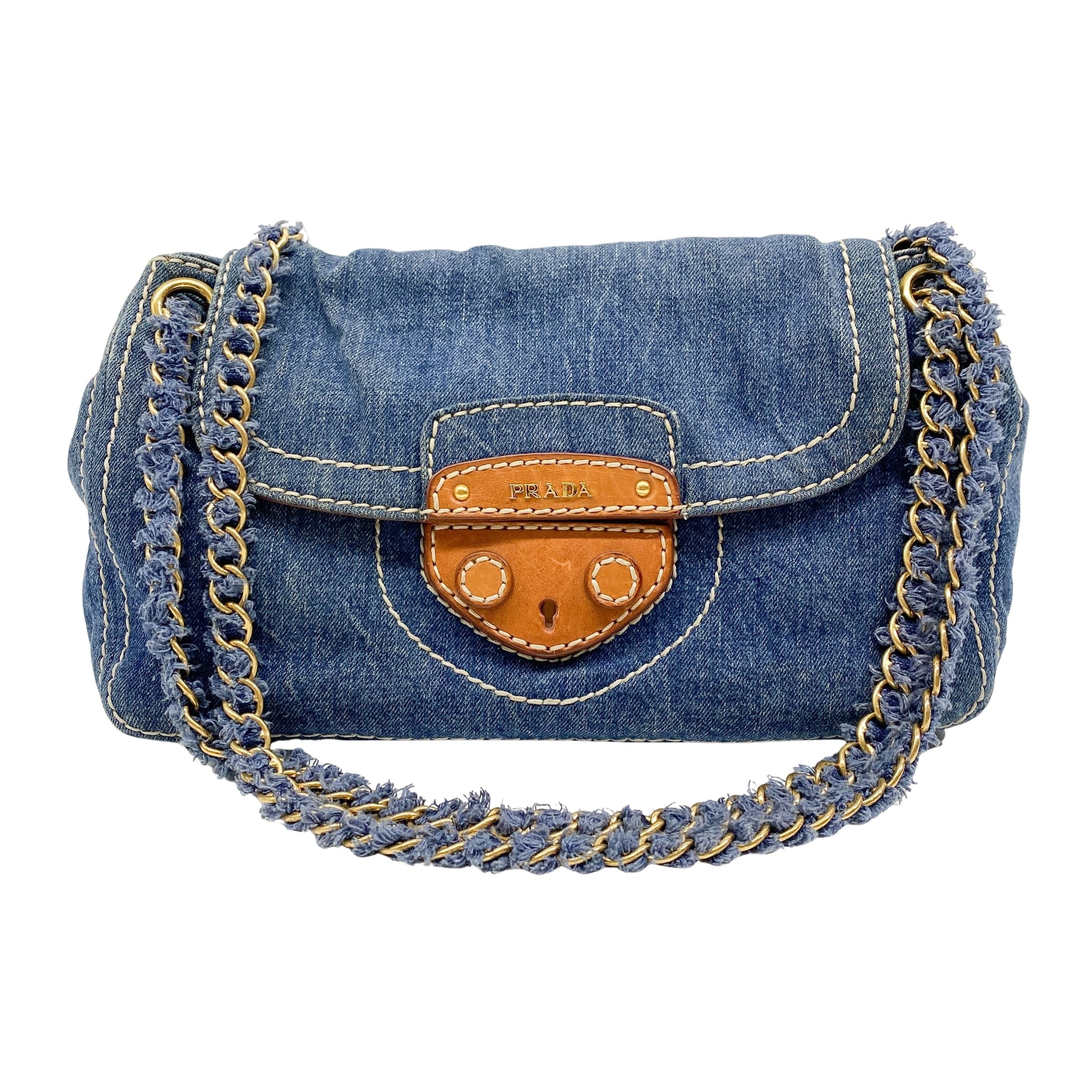 Vintage Blue Denim Shoulder Bag
