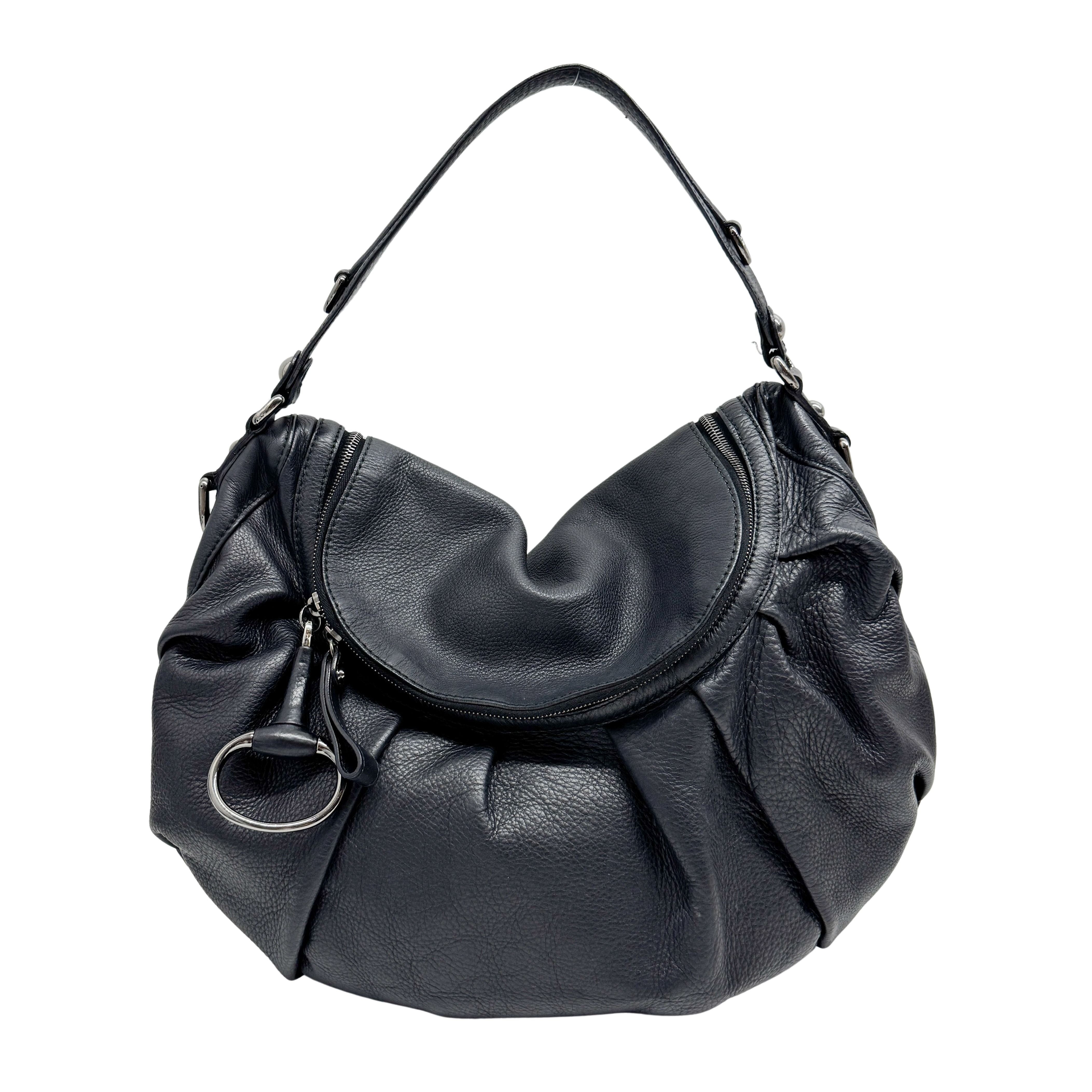 Icon Black Leather Hobo Shoulder Bag