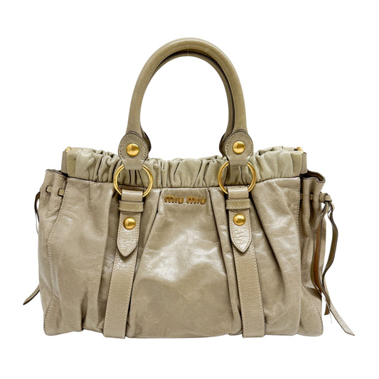 Vitello Bauletto Green Calfskin Leather Two Way Bag