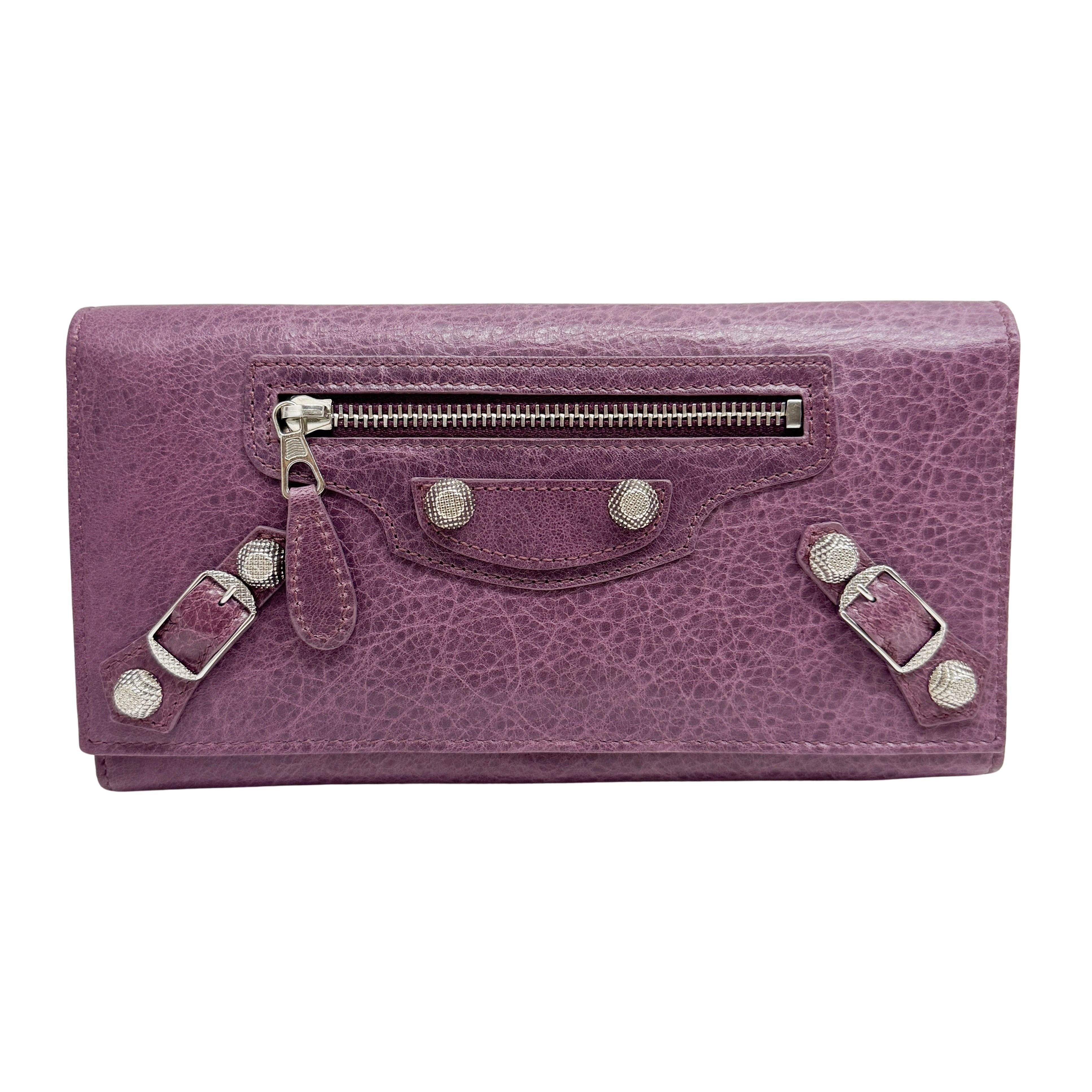 Continental Purple Calfskin Leather Wallet/Shoulder Bag