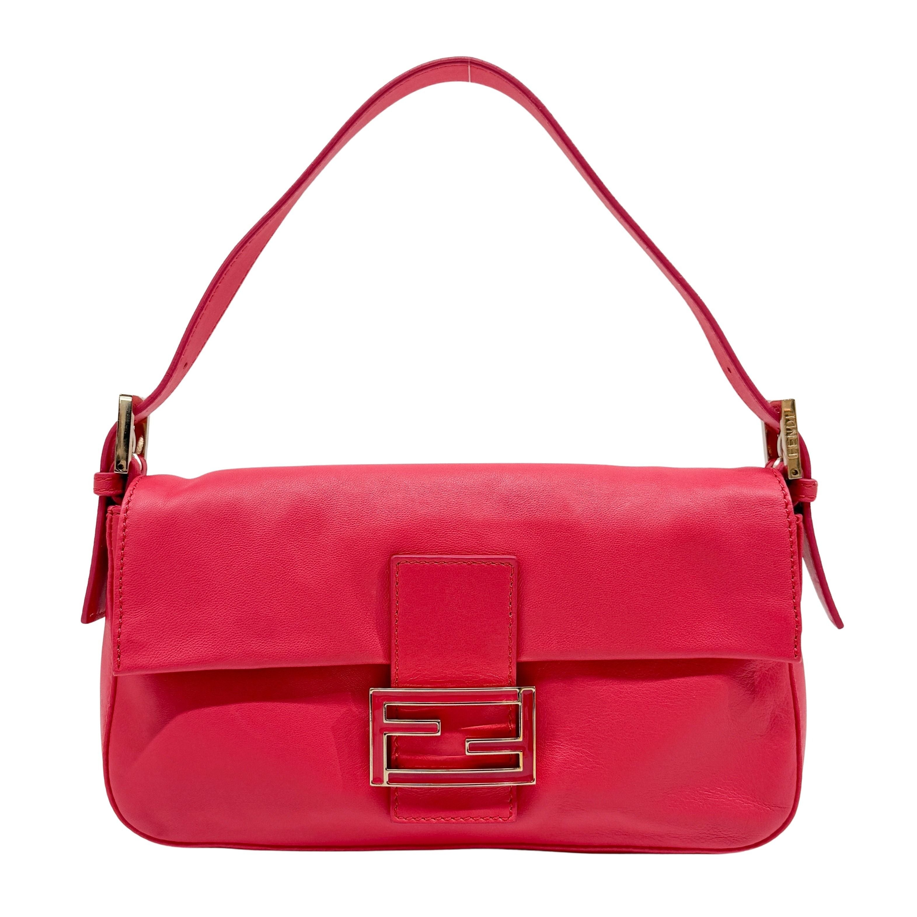 Baguette Pink Leather Shoulder Bag