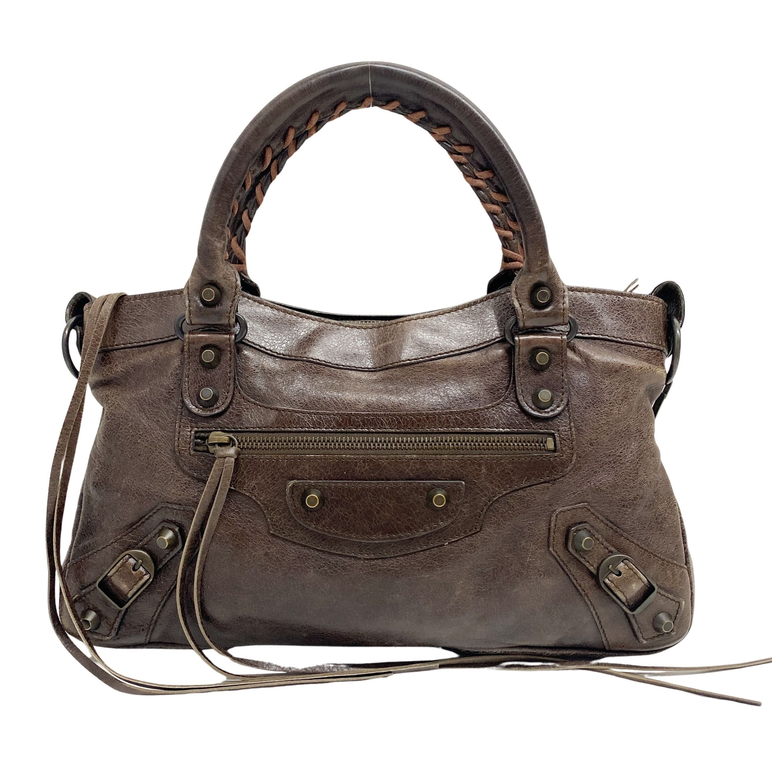 The First Dark Brown Calfskin Leather Two Way Bag