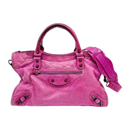 The City Pink Calfskin Leather Two Way Bag