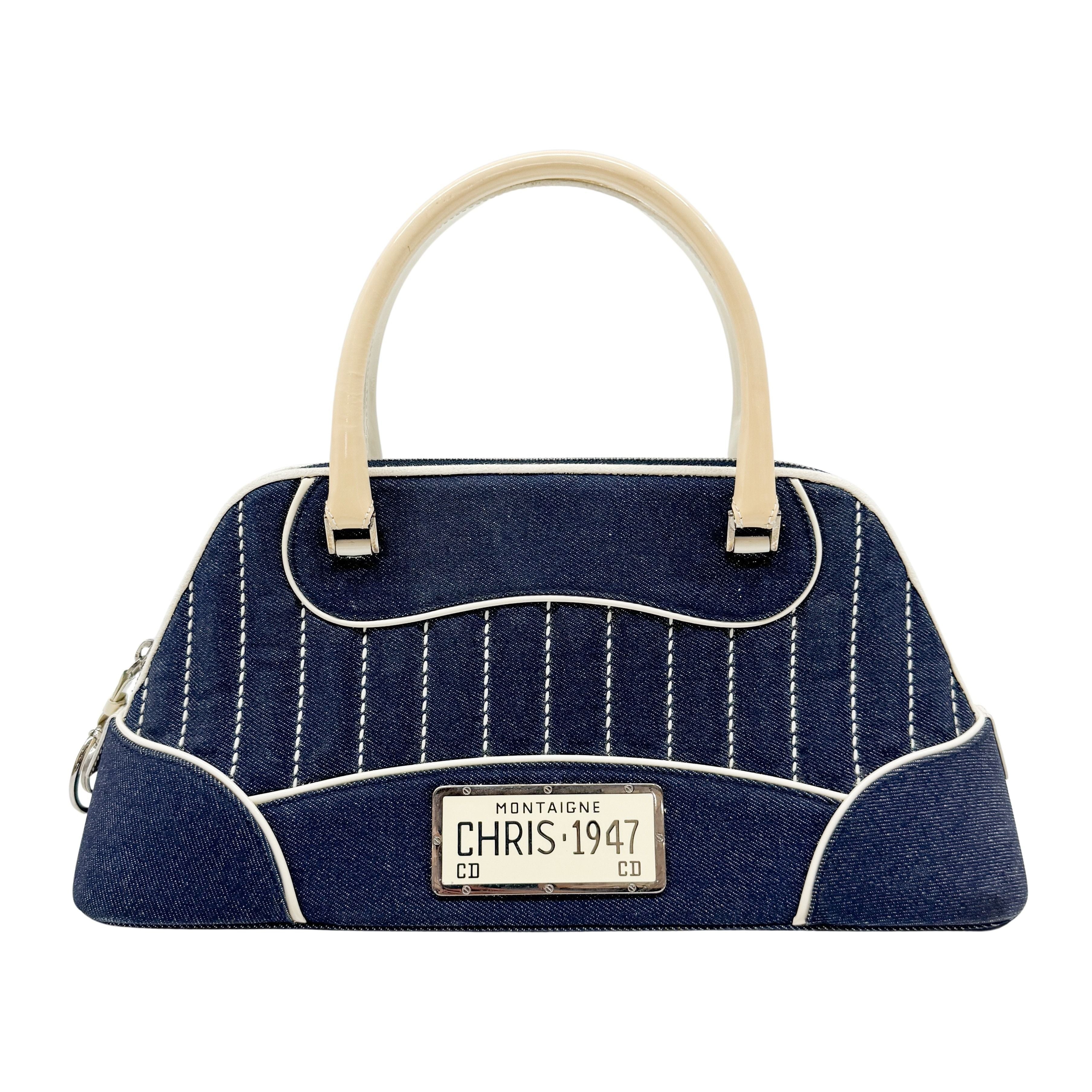 CHRISTIAN DIOR DENIM MONTAIGNE CADILLAC 1947 HANDLE BAG