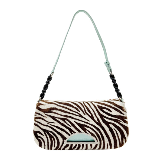 Limited Edition Malice Pearl Zebra Print Pony Hair Shoulder Bag