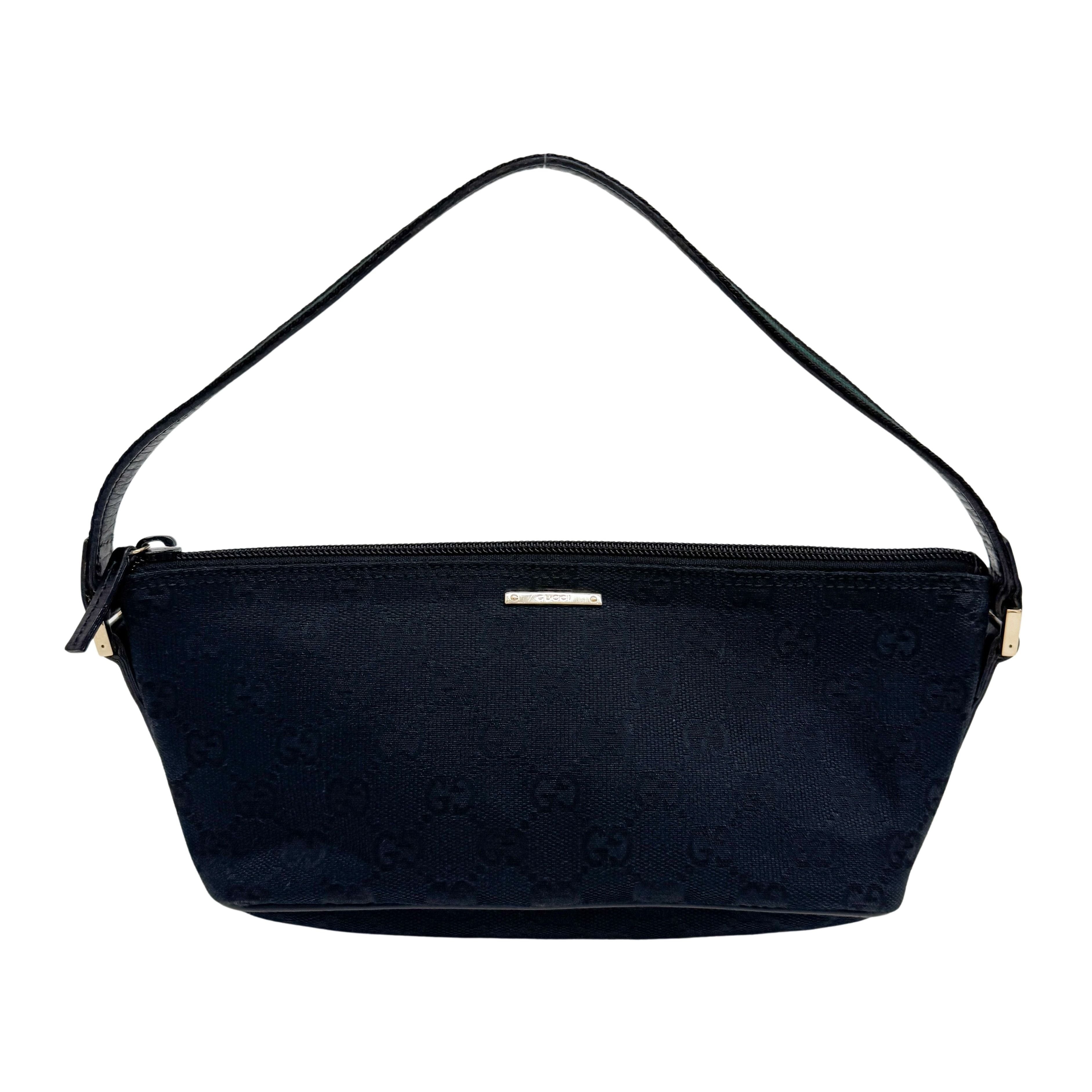 GG Black Canvas Boat Shoulder Bag