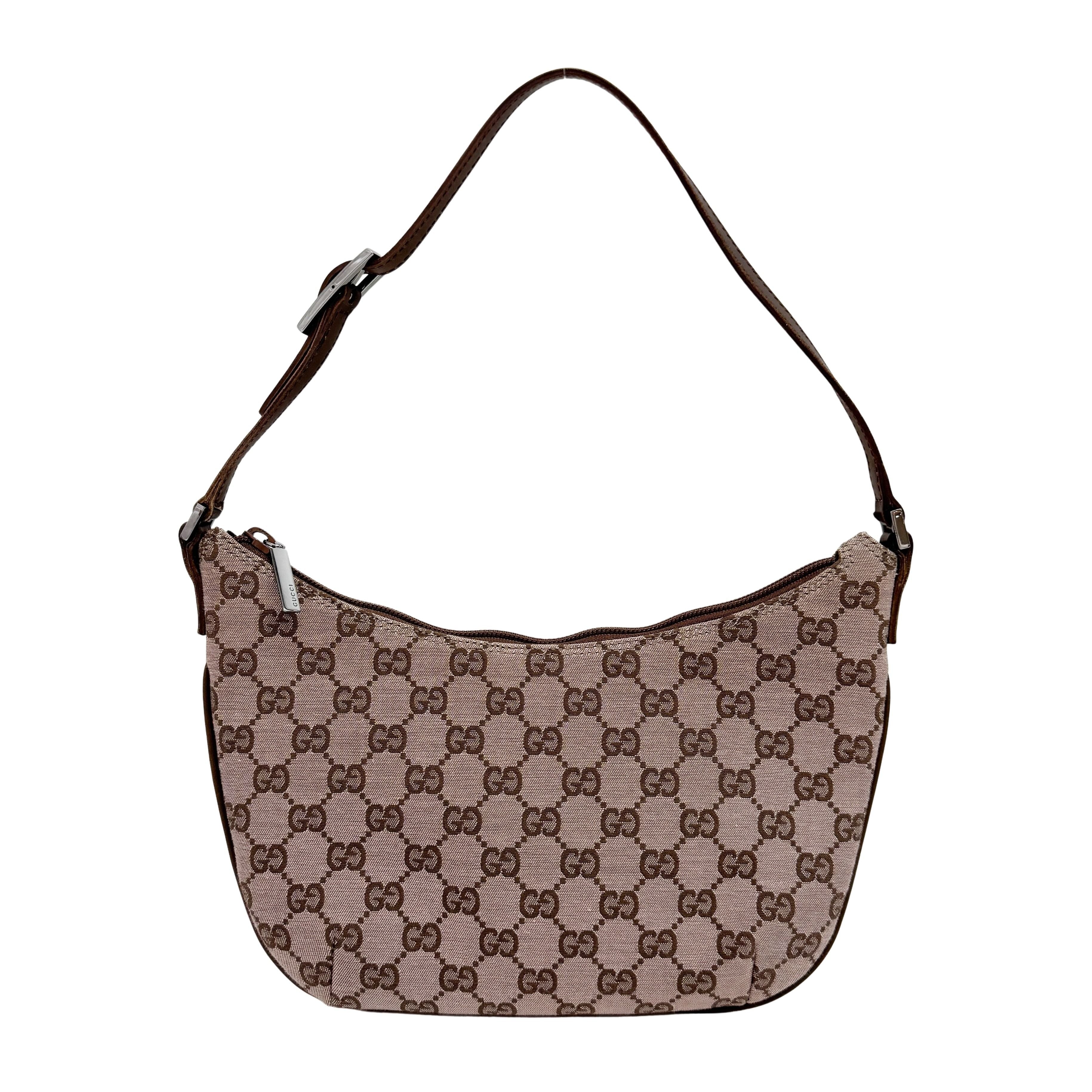 GG Brown Canvas Shoulder Bag
