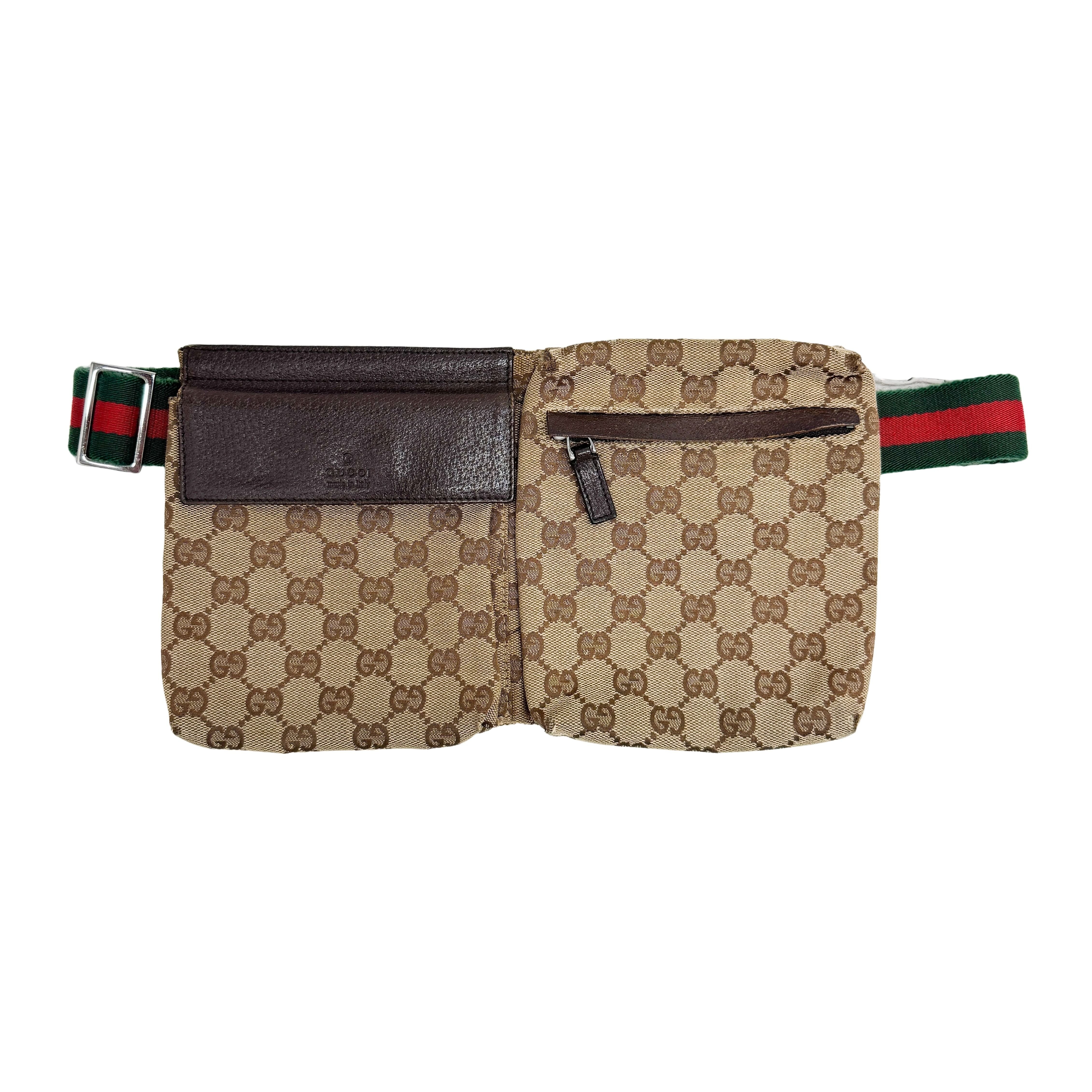 GG Brown Canvas Waist Bag
