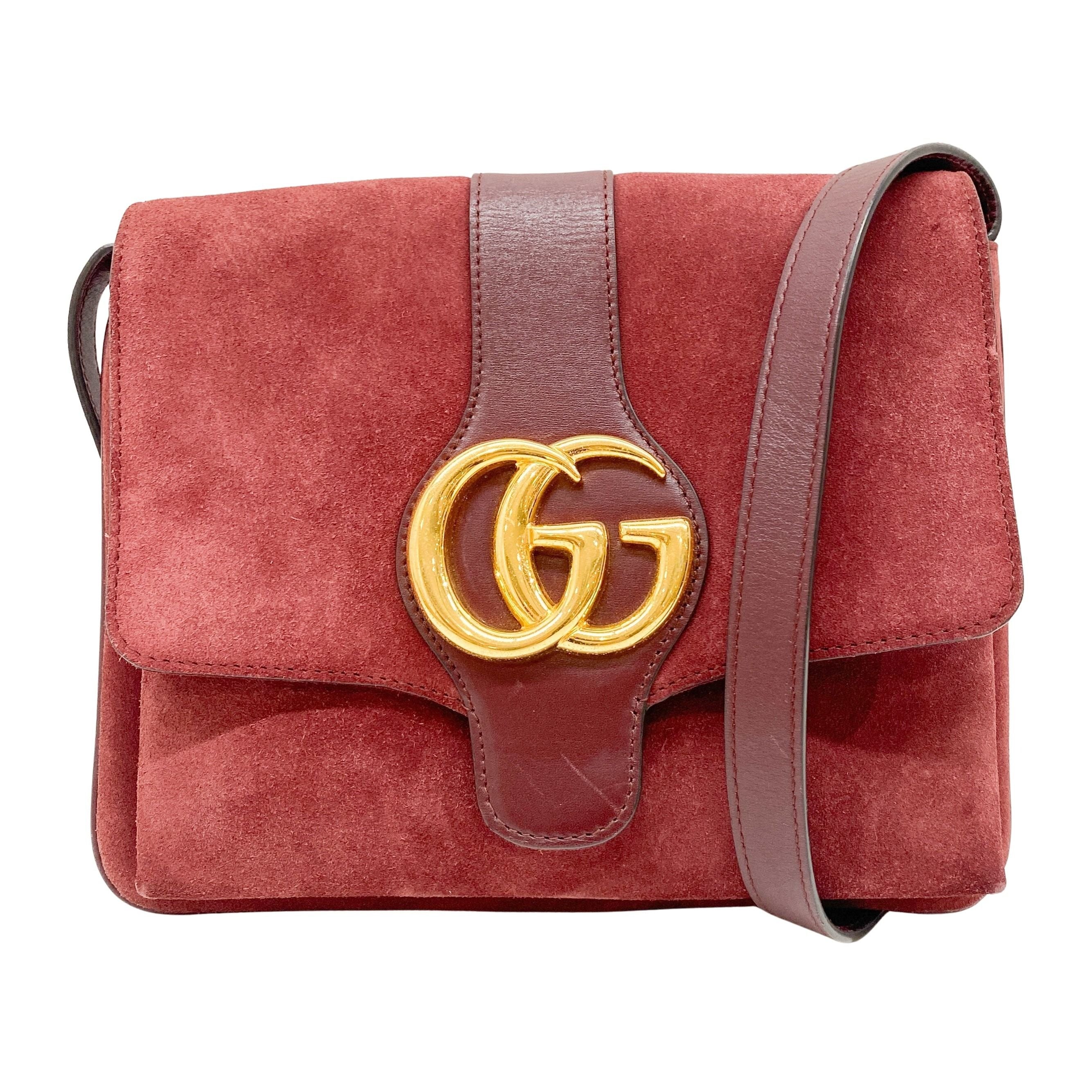 GG Marmont Red Suede Shoulder Bag