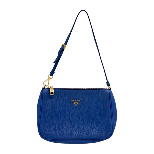 Blue Leather Mini Handle Bag