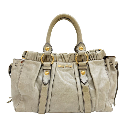 Vitello Beige Calfskin Leather Two Way Bag