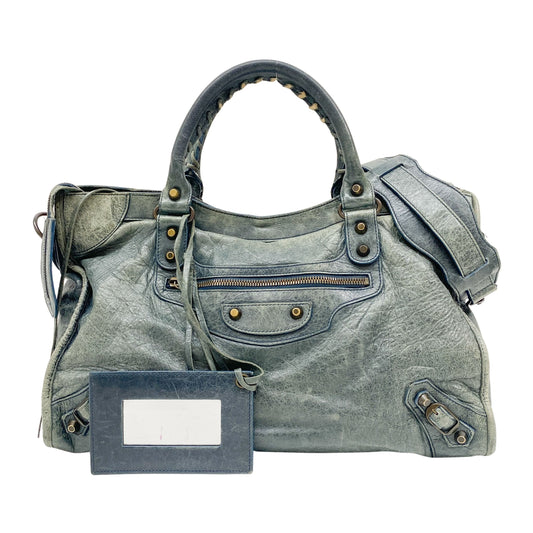 The City Green Calfskin Leather Two Way Bag