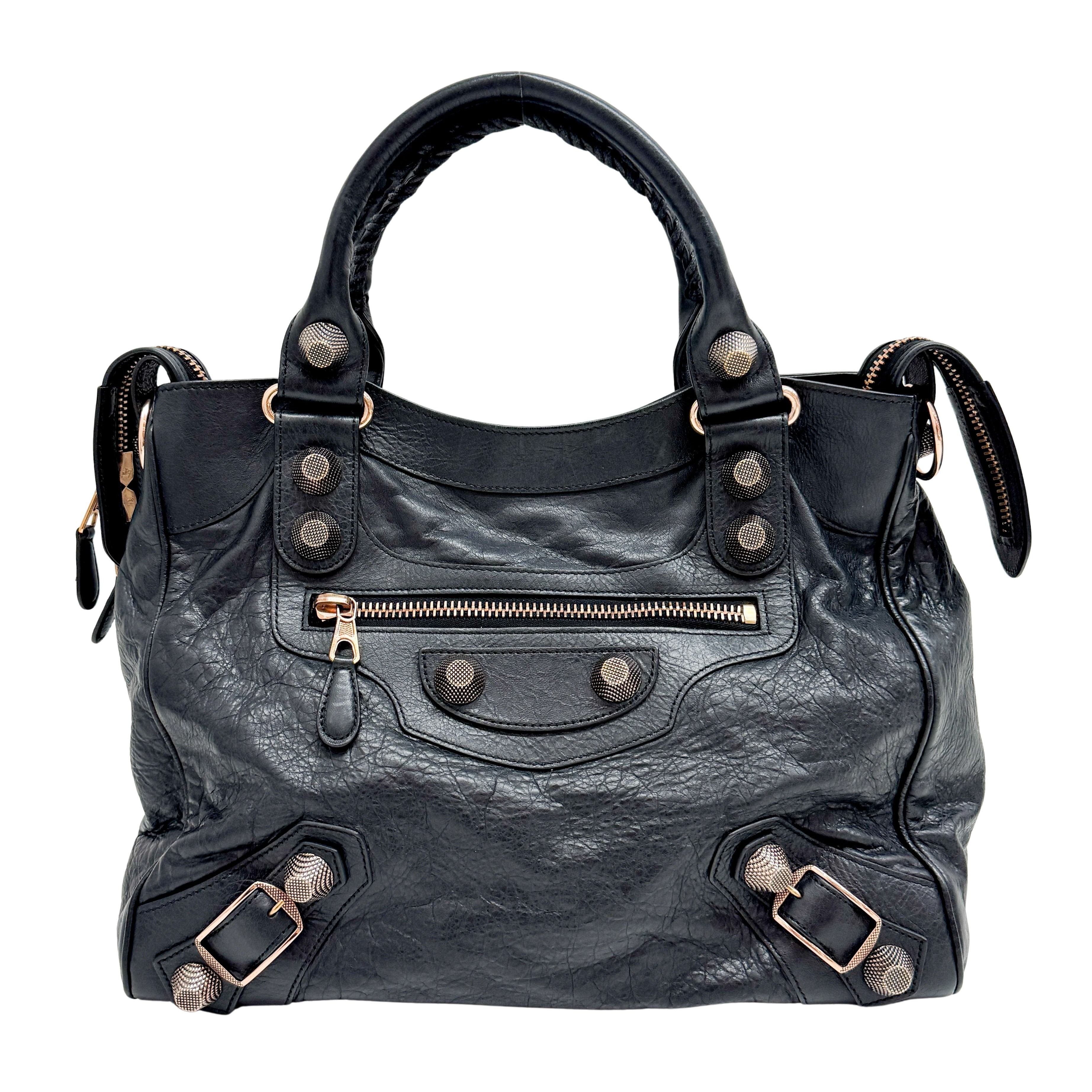 The Velo Black Calfskin Leather Two Way Bag