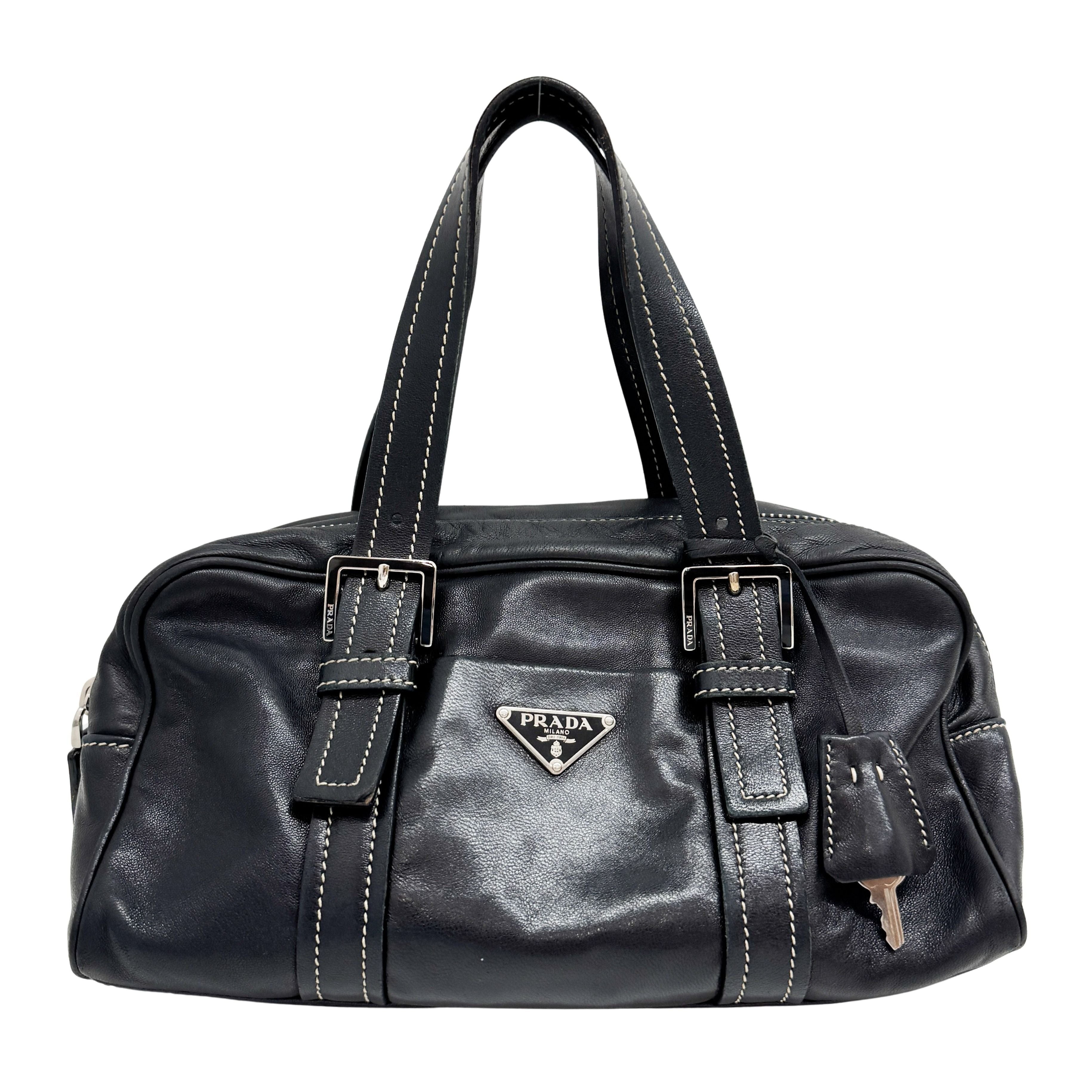 Nappa Hydra Black Leather Hand Bag