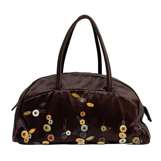 Vintage Black Beaded Satin Hand Bag