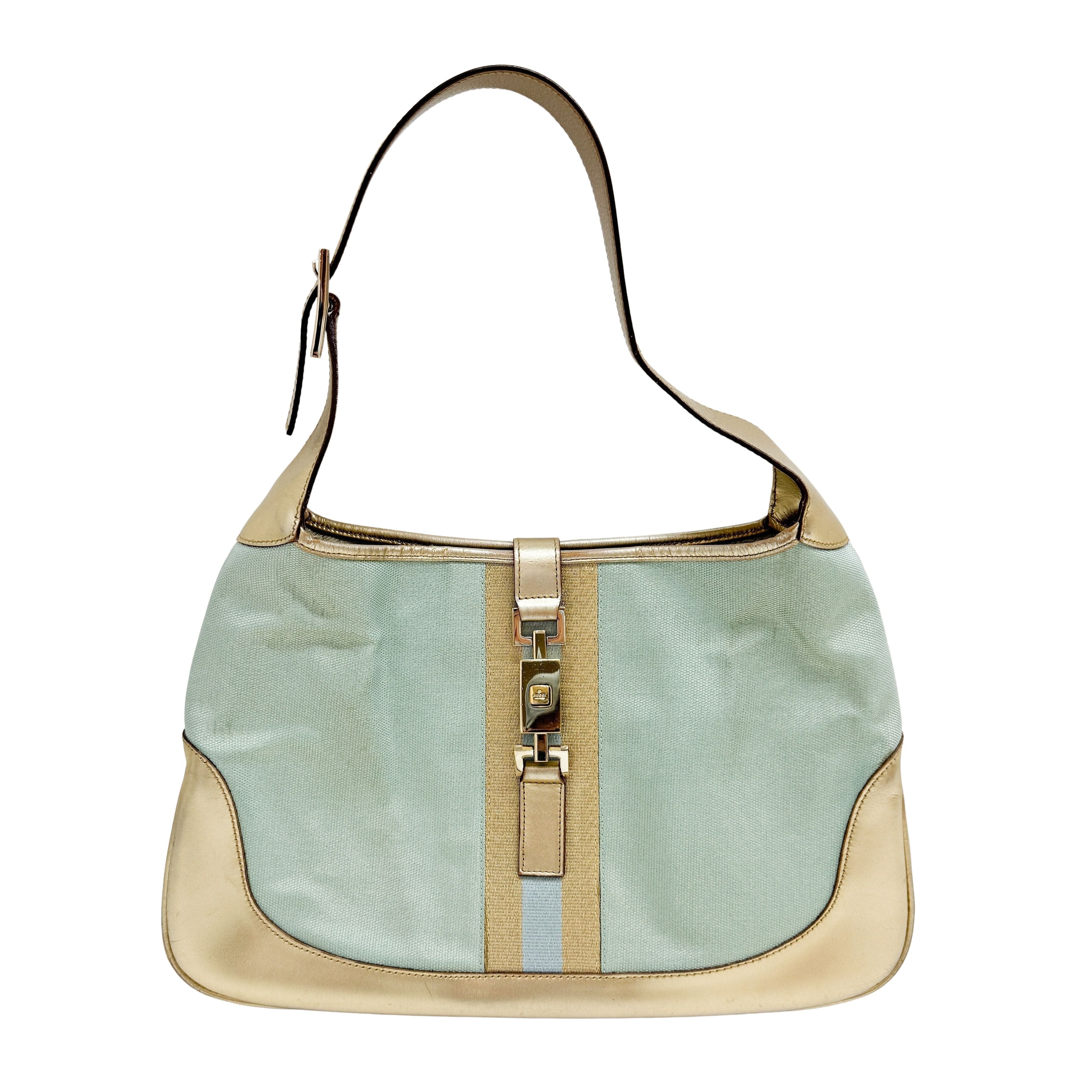 Jackie Blue & Gold Canvas Shoulder Bag