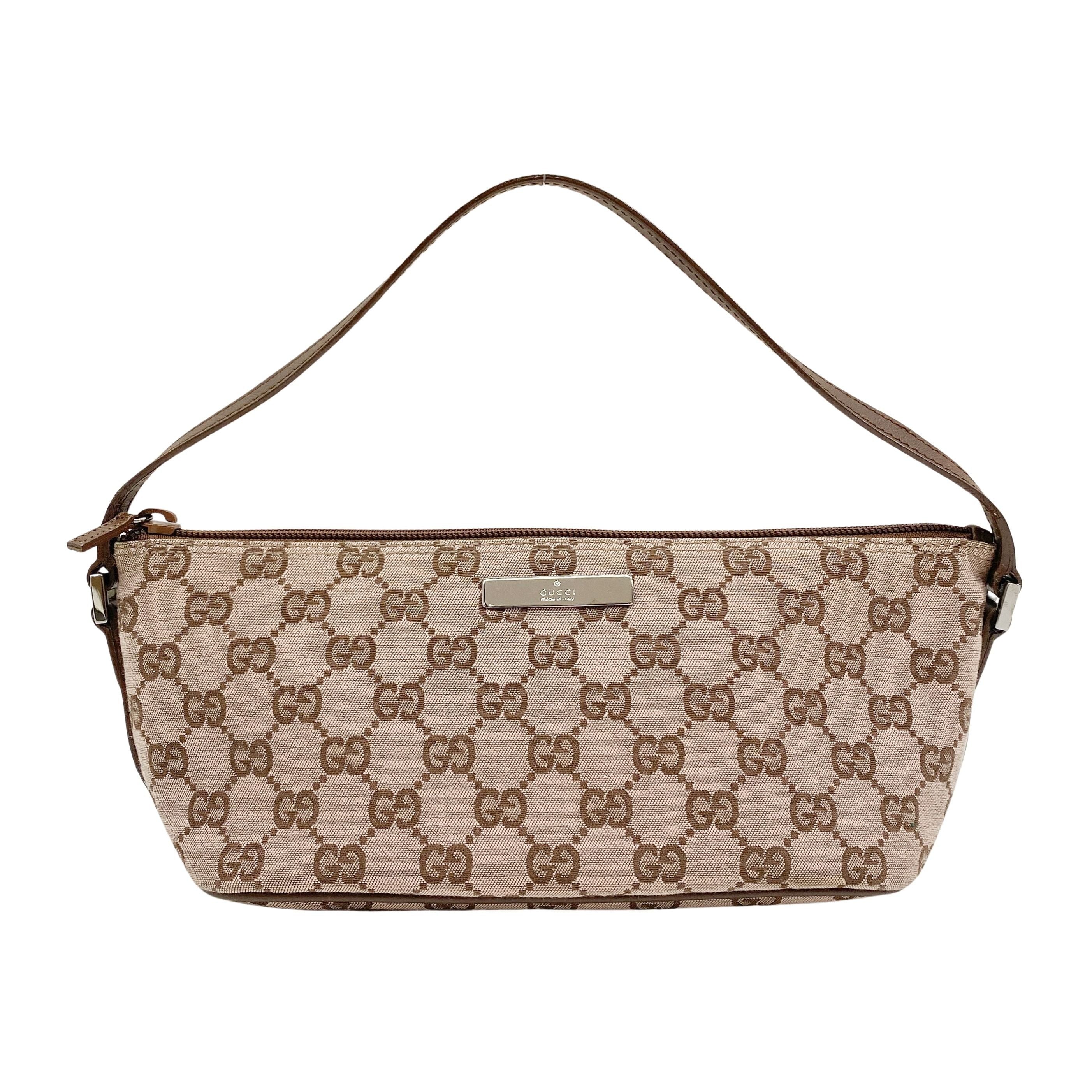 GG Canvas Brown Boat Shoulder Bag