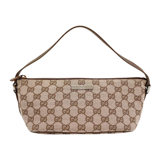 GG Canvas Brown Boat Shoulder Bag