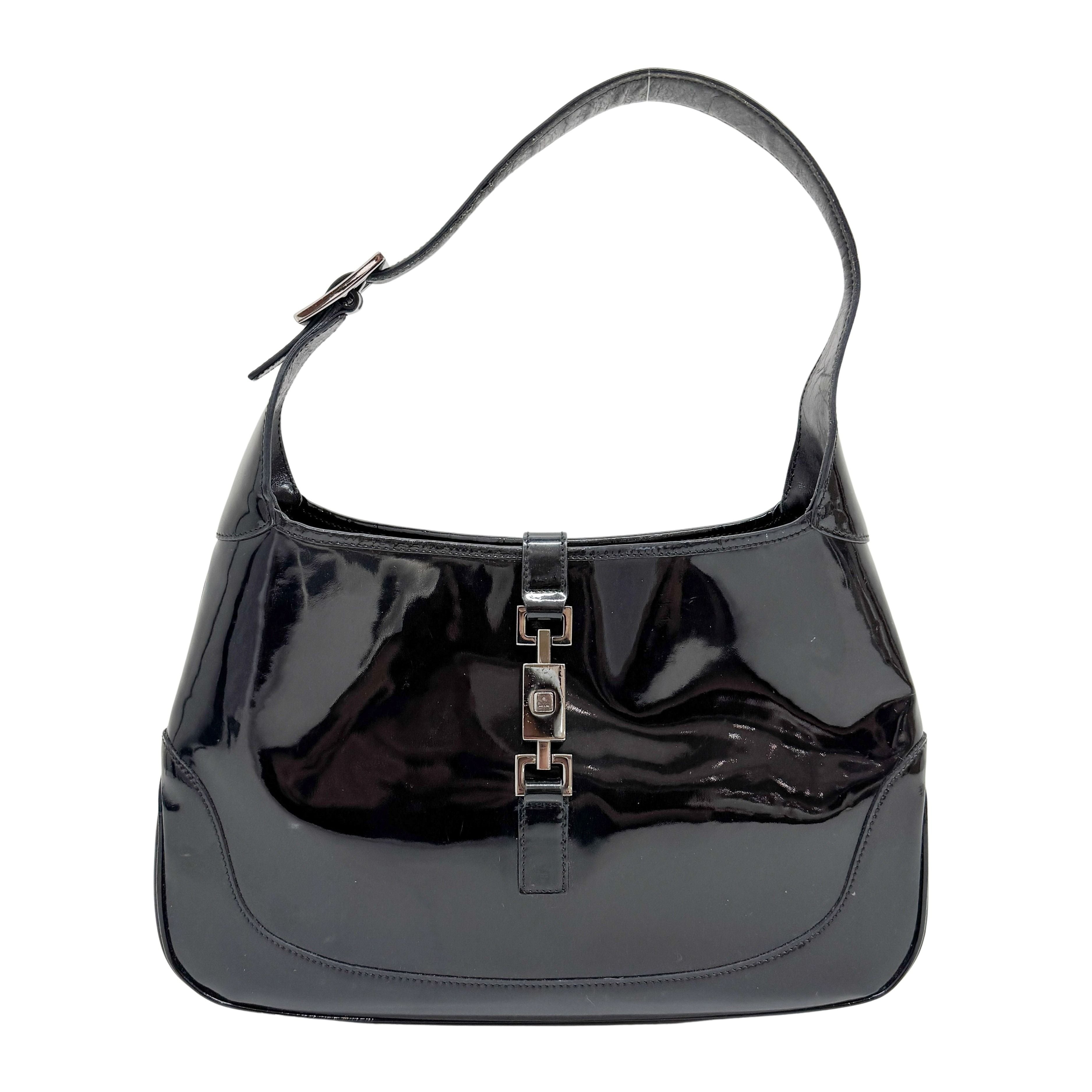 Jackie Black Patent Leather Shoulder Bag