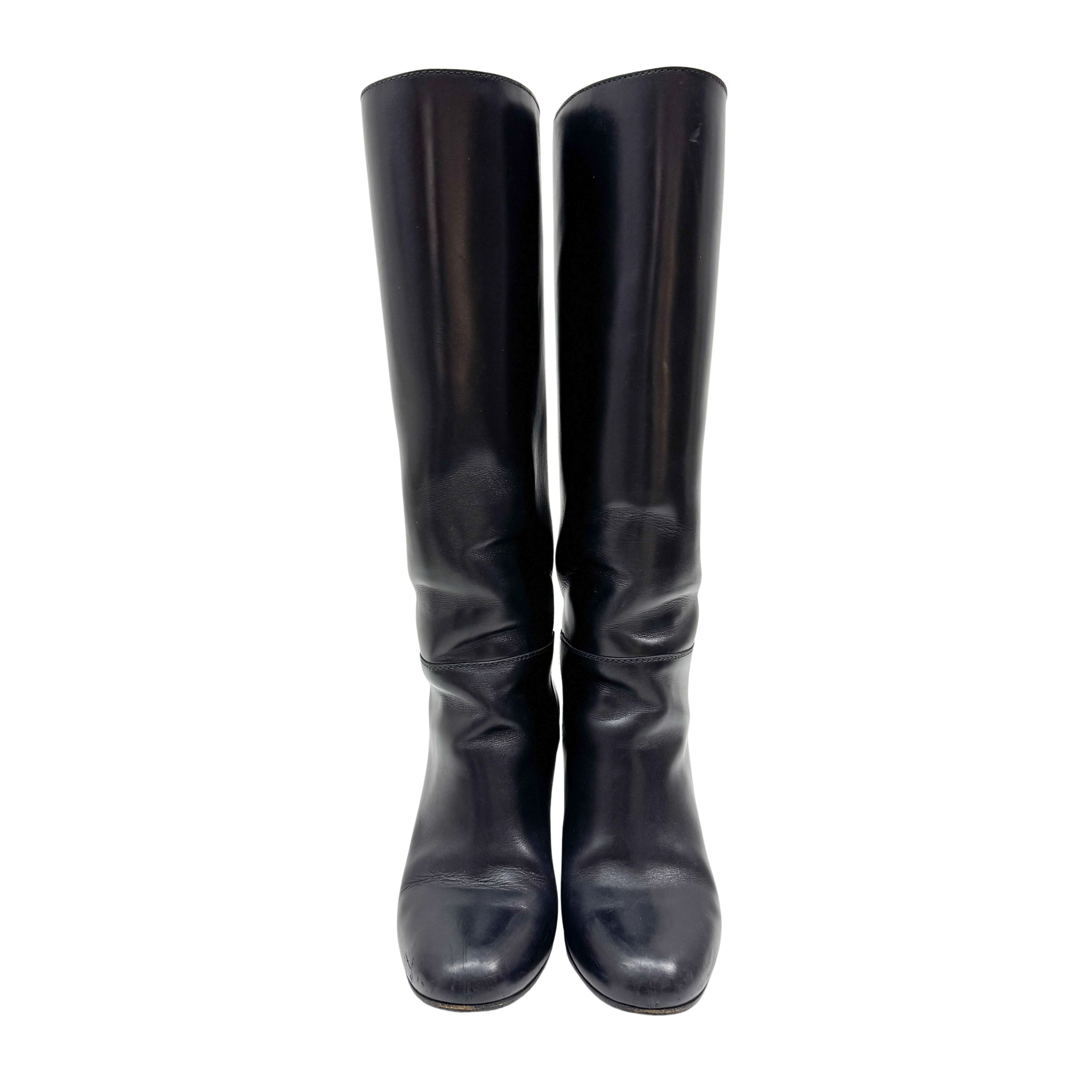 Size 38 EU Black Leather Long Boots