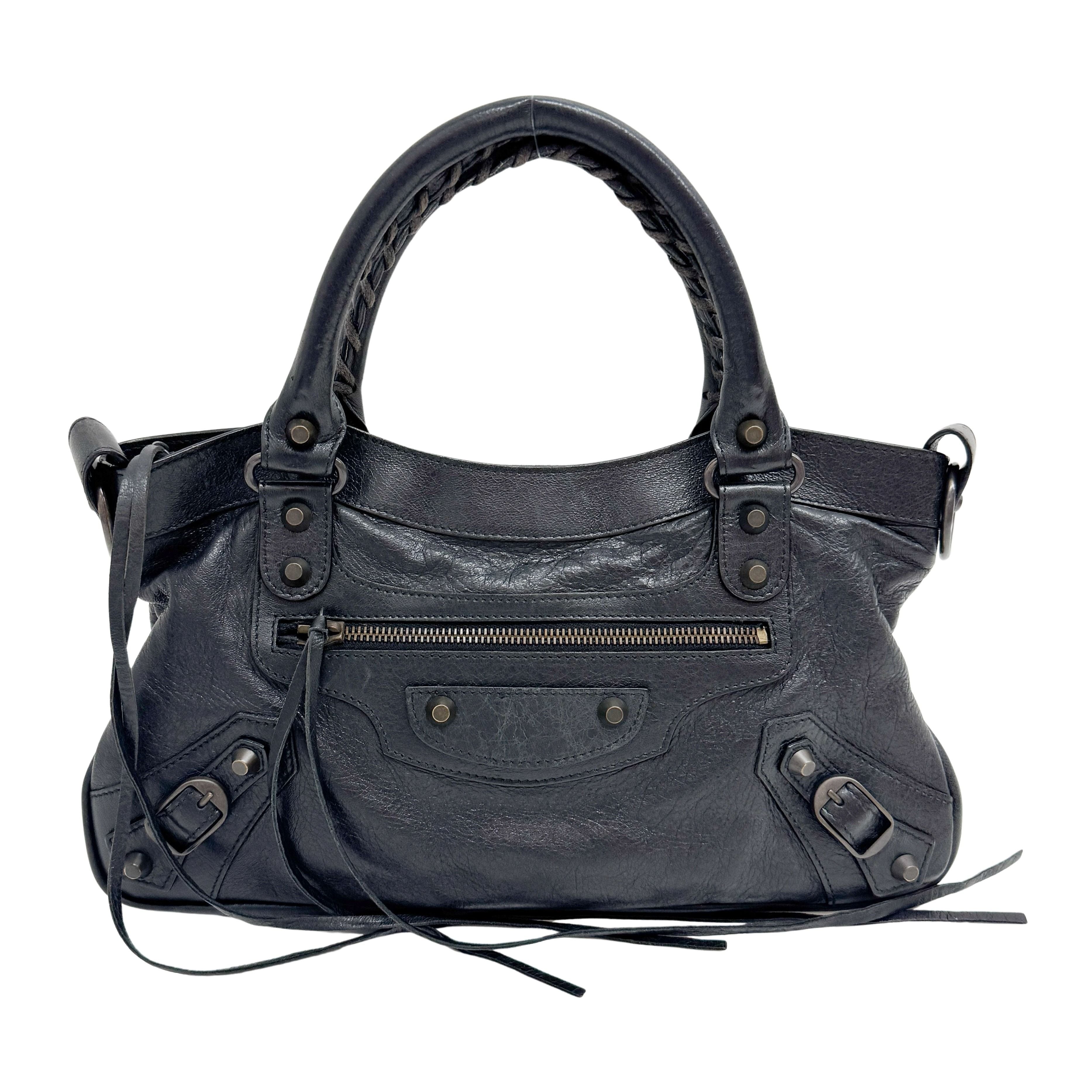 The First Black Calfskin Leather Two Way Bag