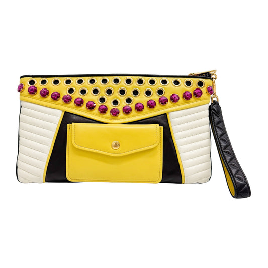 Vintage Multi-color Rhinestone Leather Hand Bag