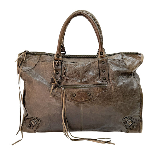 Motorcycle Weekender Olive Green Leather Hand Bag