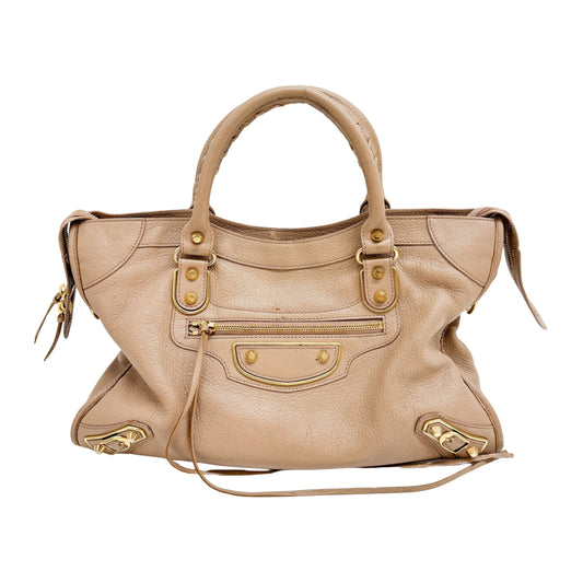 The Giant City Beige  Leather Two Way Bag