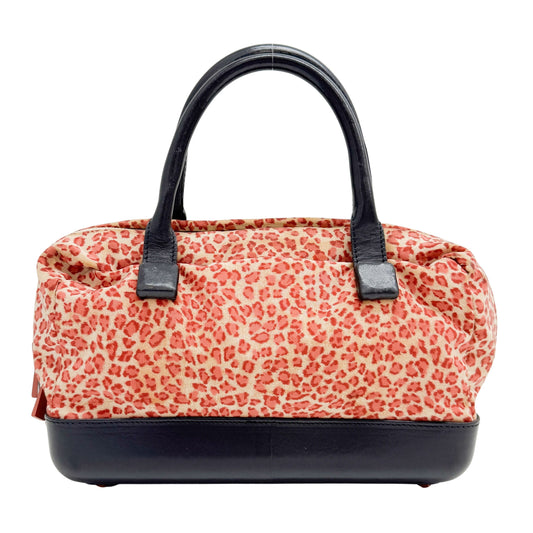 Vintage Red Large Leopard Nylon Hand Bag