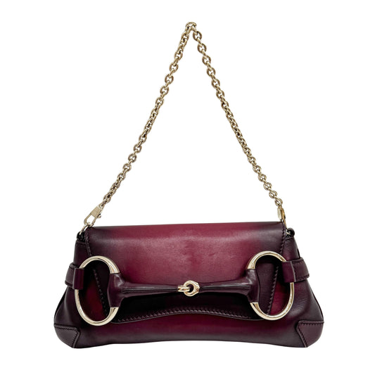 Horsebit Burgundy Ombrė Leather Shoulder Bag