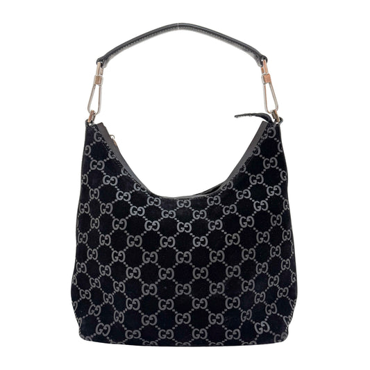 GG Black Suede Hobo Bag