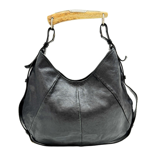 Mombasa Black Leather Shoulder Bag