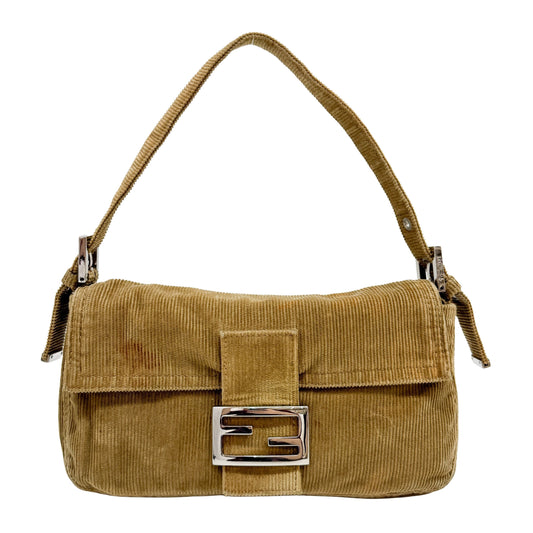 Baguette Brown Corduroy Shoulder Bag