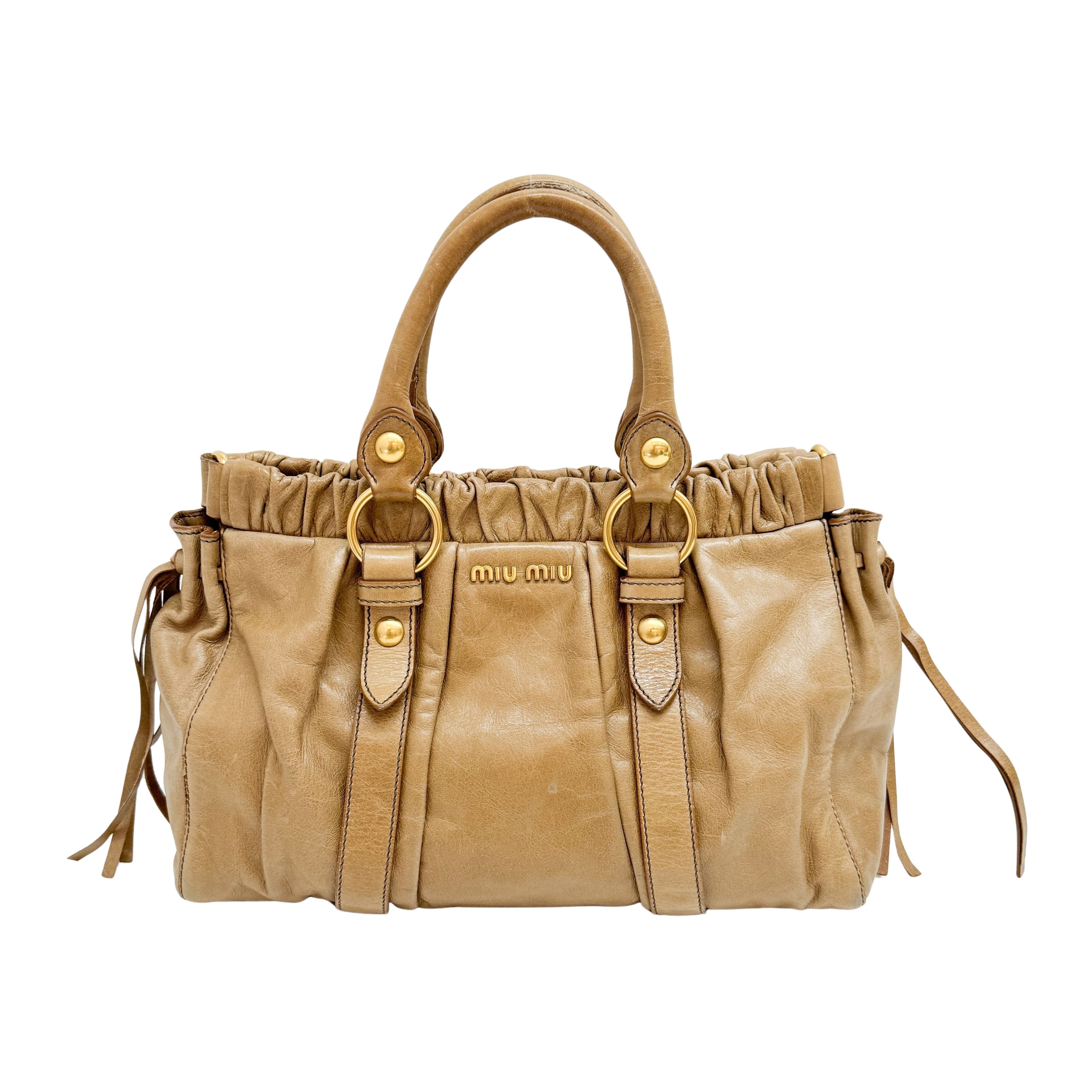 Vitello Brown Calfskin Leather Two Way Bag