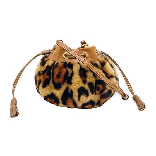 Brown Leopard Print Faux Fur Pouch Bag