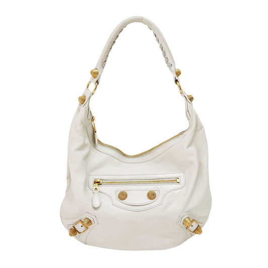 Vintage White Leather Shoulder Bag