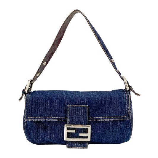 Baguette Blue Denim Shoulder Bag